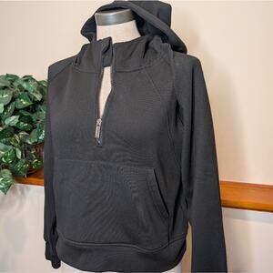 Laslulu Black Ponte Knit Half Zip Hoodie Sweatshirt Women’s Medium